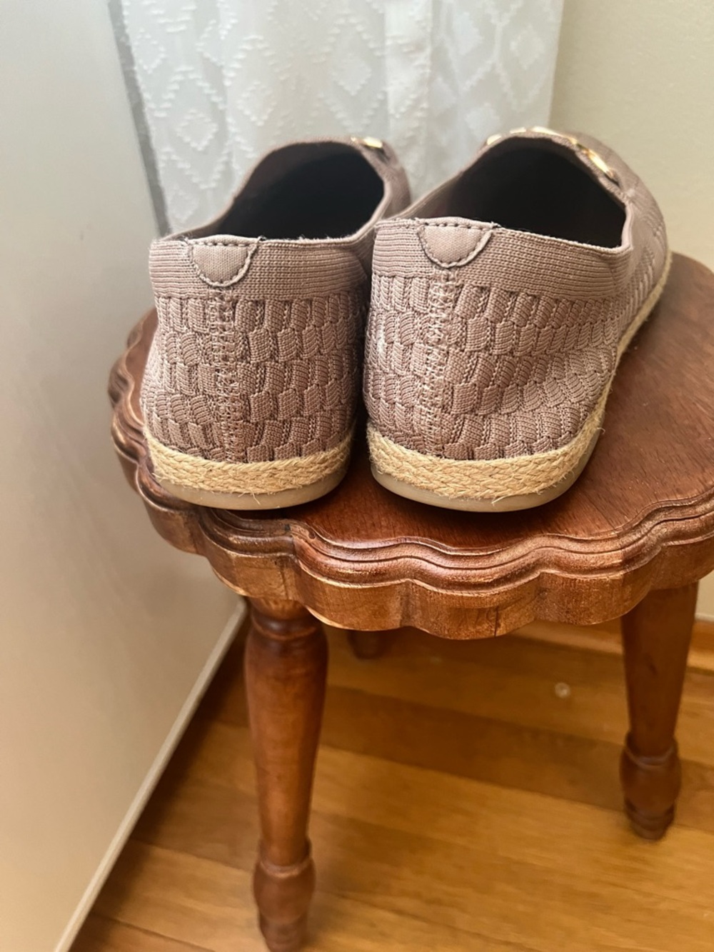 Skechers Taupe Knit Slip-On Loafers with Gold Accent - Picture 4 of 7
